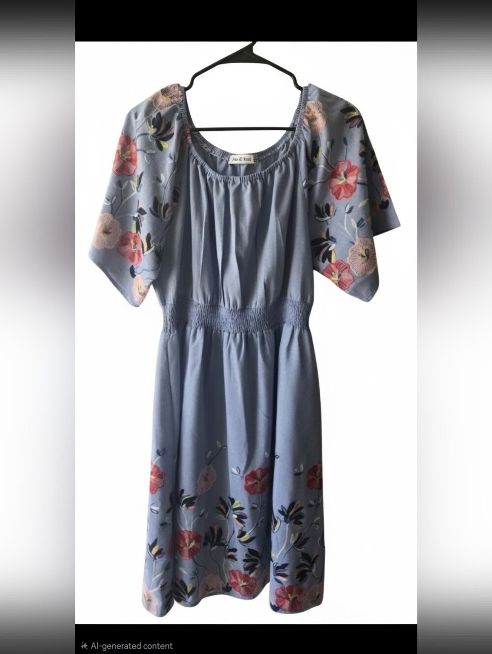 Ana &Rose Dress Floral Embroidery Womens XL  Cottage Core